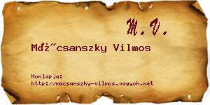 Mácsanszky Vilmos névjegykártya